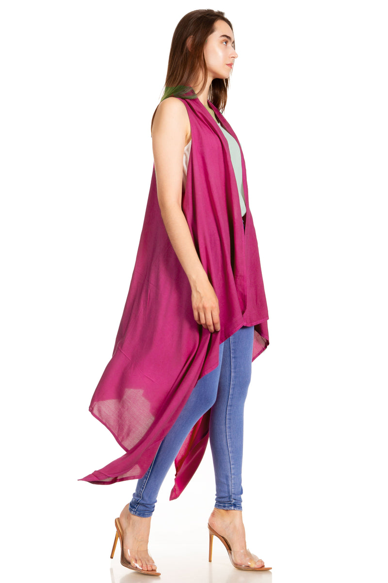 Sakkas Ivana Women's Oversized Draped Open Front Sleeveless Cardigan in Tie Dye