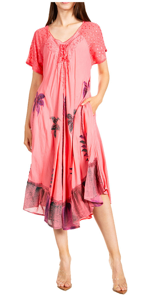 Sakkas Kai Palm Tree Caftan Tank Dress / Cover Up