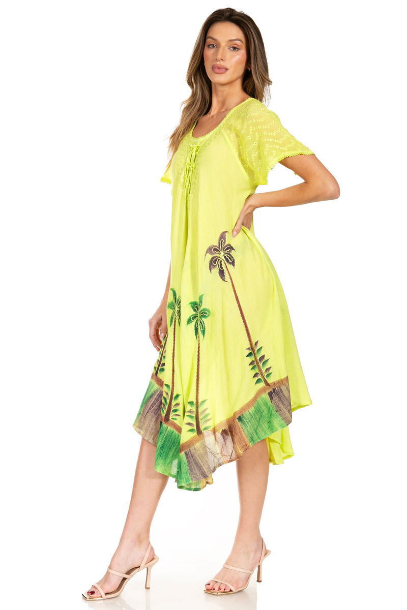 Sakkas Kai Palm Tree Caftan Tank Dress / Cover Up