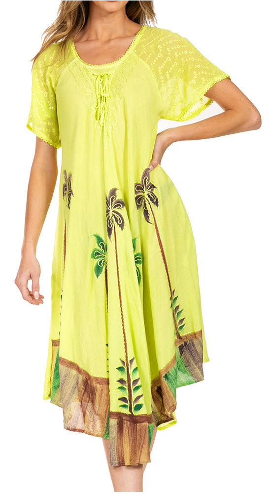 Sakkas Kai Palm Tree Caftan Tank Dress / Cover Up