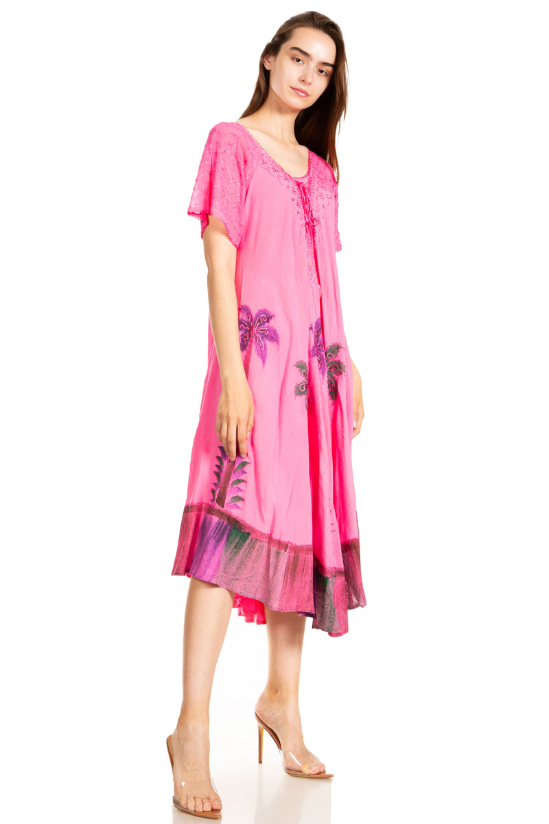 Sakkas Kai Palm Tree Caftan Tank Dress / Cover Up