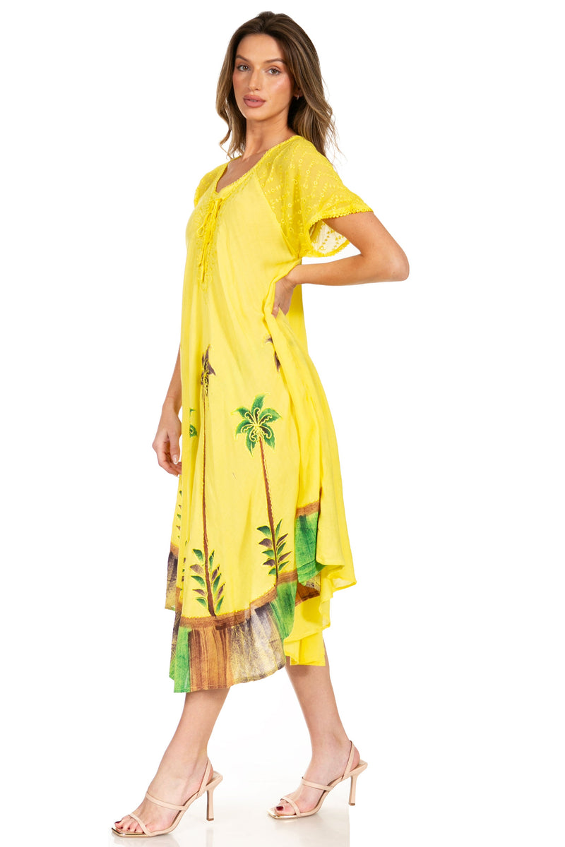 Sakkas Kai Palm Tree Caftan Tank Dress / Cover Up