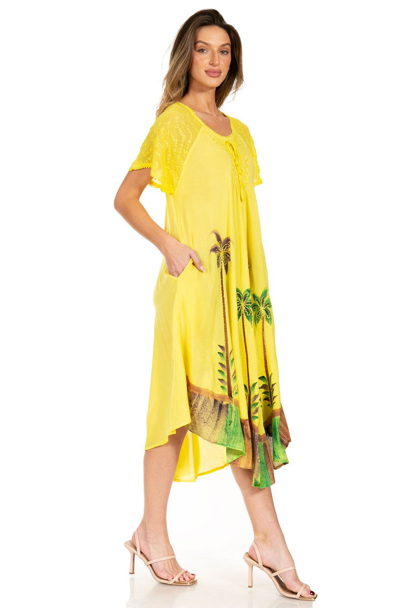 Sakkas Kai Palm Tree Caftan Tank Dress / Cover Up