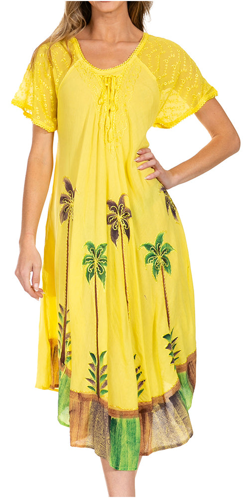 Sakkas Kai Palm Tree Caftan Tank Dress / Cover Up