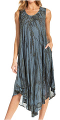 Sakkas Kara Long Draped Sleeveless Marbled Caftan Dress / Cover Up#color_Black