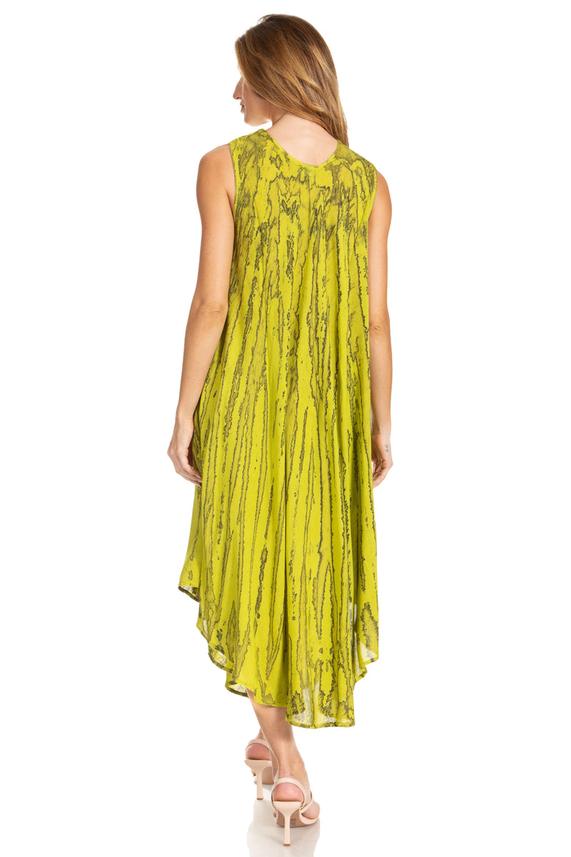 Sakkas Kara Long Draped Sleeveless Marbled Caftan Dress / Cover Up