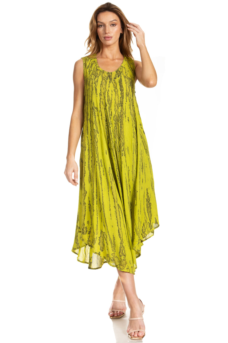 Sakkas Kara Long Draped Sleeveless Marbled Caftan Dress / Cover Up