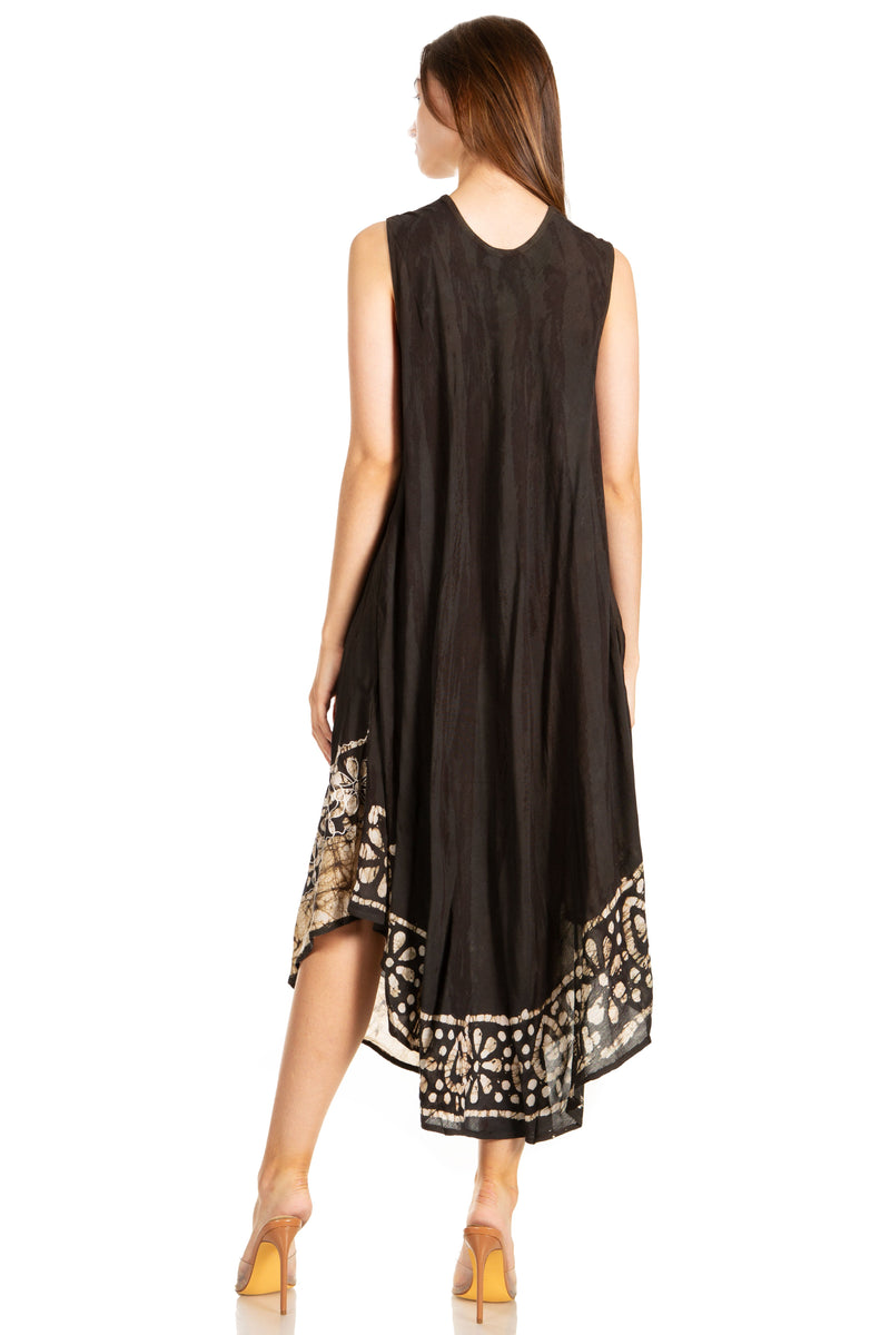 Sakkas Alexis Embroidered Long Sleeveless Floral Caftan Dress / Cover Up