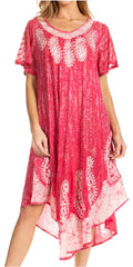 Sakkas  Bree Long Embroidered Cap Sleeve Marbled Dress#color_Orchid