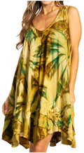 Sakkas Artemi Women's Casual Short Tie-dye Sleeveless Loose Tank Dress Cover-up#color_191477-AvocadoGreen