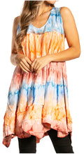 Sakkas Artemi Women's Casual Short Tie-dye Sleeveless Loose Tank Dress Cover-up#color_BlueOrange