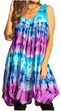 Sakkas Artemi Women's Casual Short Tie-dye Sleeveless Loose Tank Dress Cover-up#color_TurquoisePurple