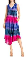 Sakkas Desert Sun Caftan Dress / Cover Up#color_Navy/Pink