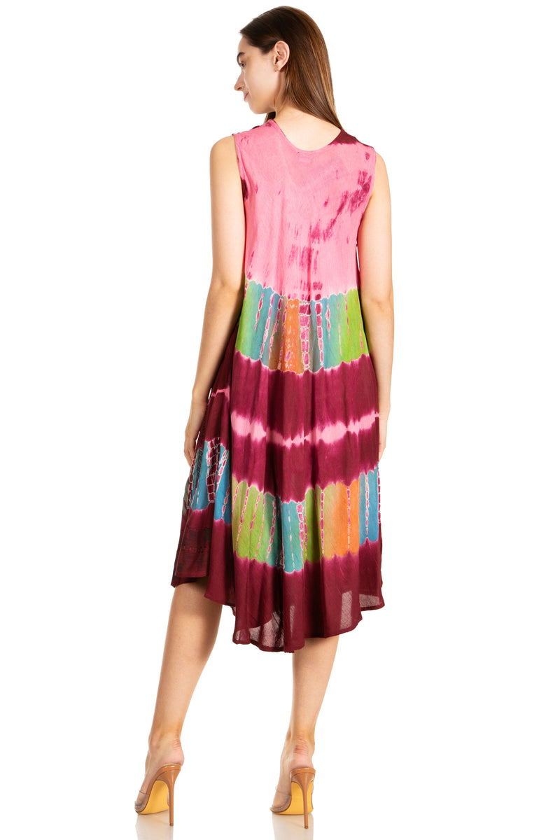 Sakkas Palm Tree Tie Dye Caftan Dress / Cover Up