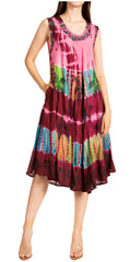 Sakkas Palm Tree Tie Dye Caftan Dress / Cover Up#color_Brown