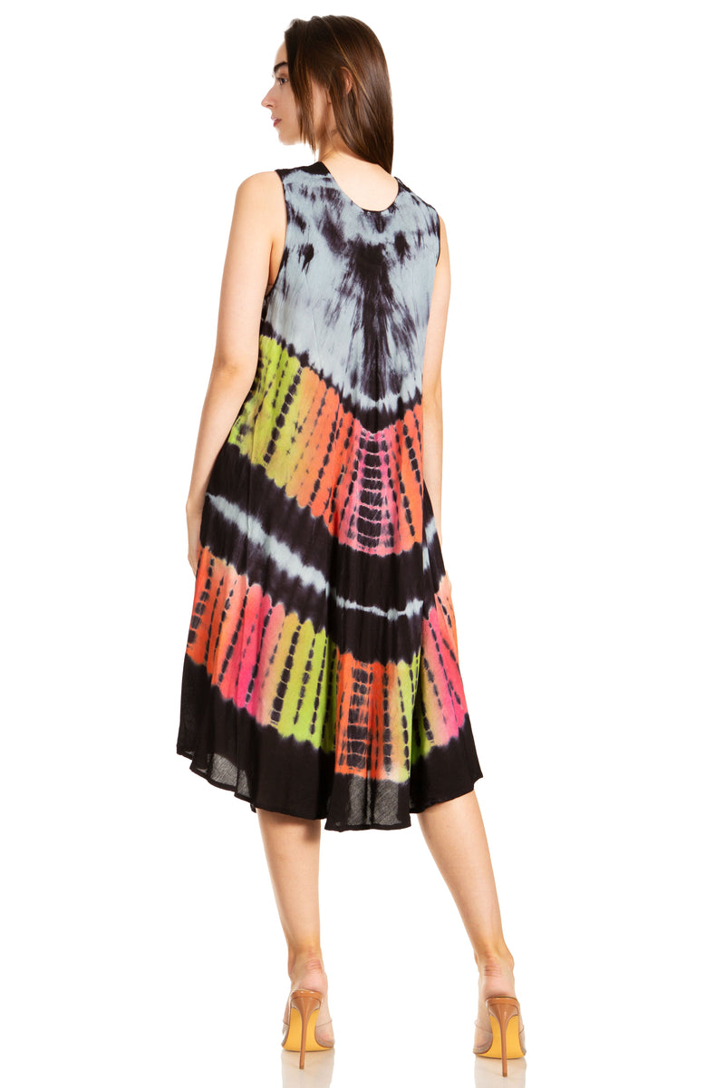 Sakkas Palm Tree Tie Dye Caftan Dress / Cover Up