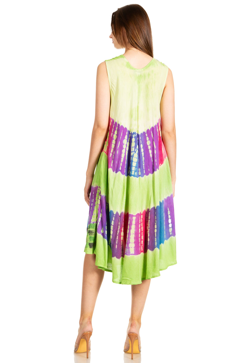 Sakkas Palm Tree Tie Dye Caftan Dress / Cover Up