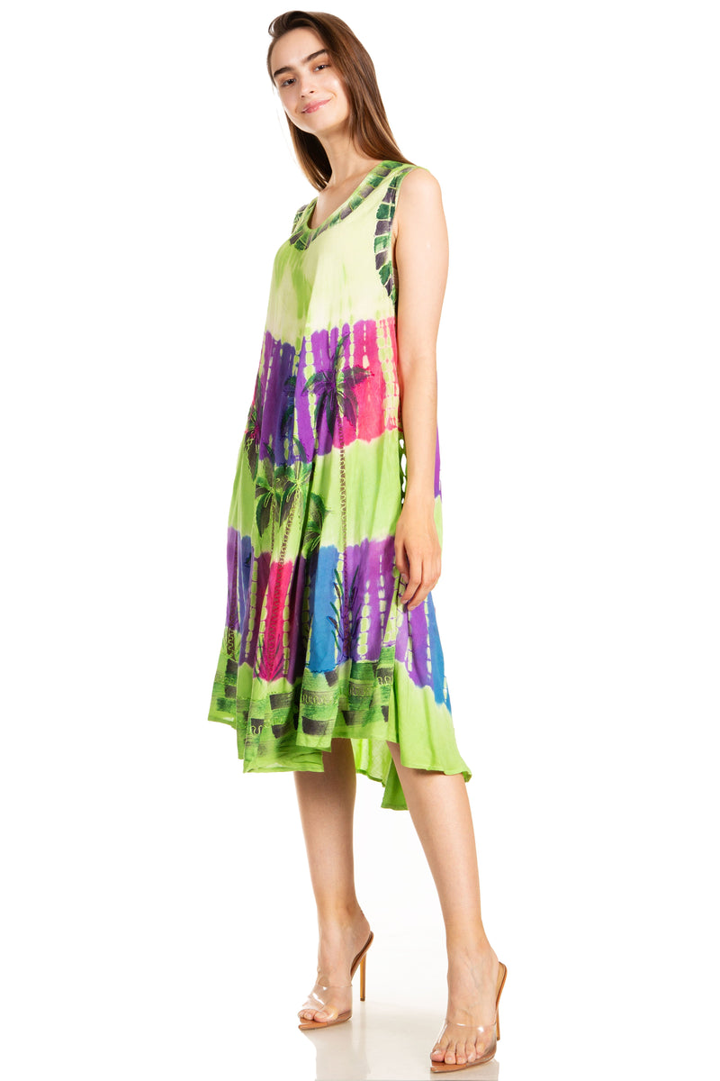 Sakkas Palm Tree Tie Dye Caftan Dress / Cover Up