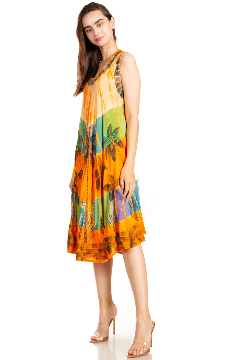 Sakkas Palm Tree Tie Dye Caftan Dress / Cover Up