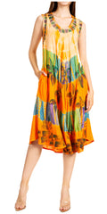 Sakkas Palm Tree Tie Dye Caftan Dress / Cover Up#color_Orange