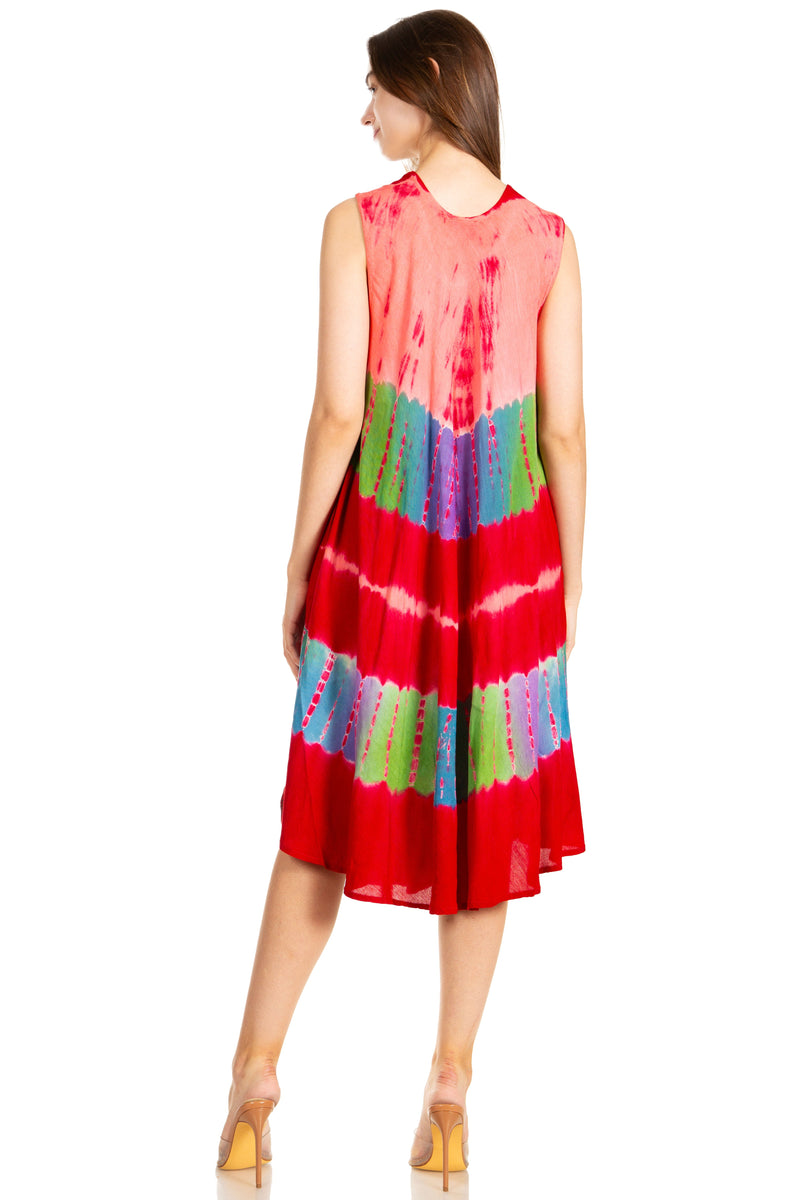 Sakkas Palm Tree Tie Dye Caftan Dress / Cover Up