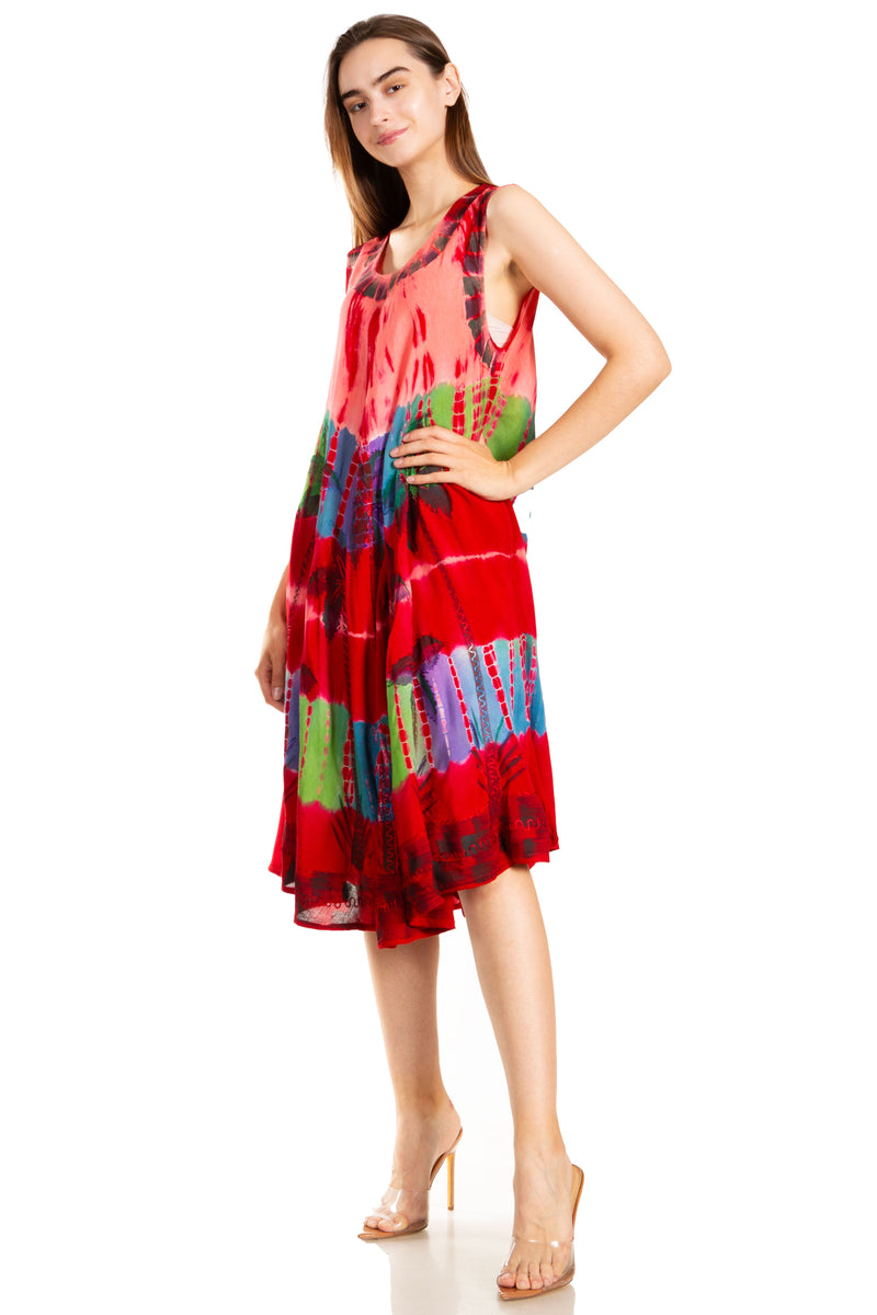 Sakkas Palm Tree Tie Dye Caftan Dress / Cover Up