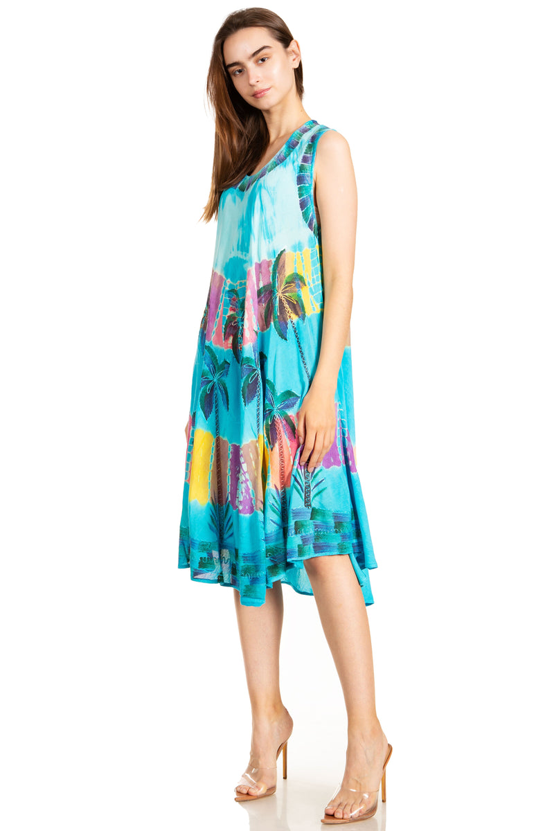 Sakkas Palm Tree Tie Dye Caftan Dress / Cover Up