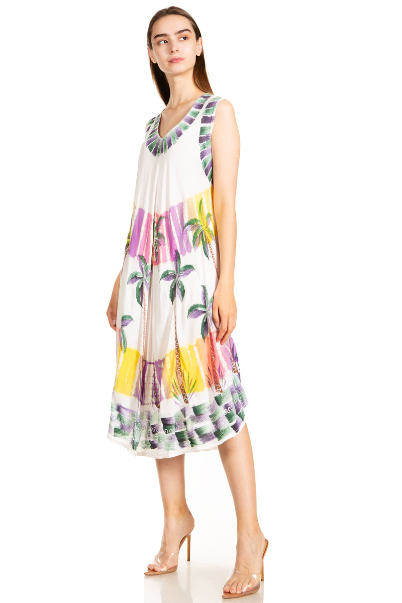 Sakkas Palm Tree Tie Dye Caftan Dress / Cover Up