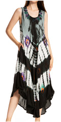 Sakkas Peacock Feather Caftan Dress / Cover Up#color_Black