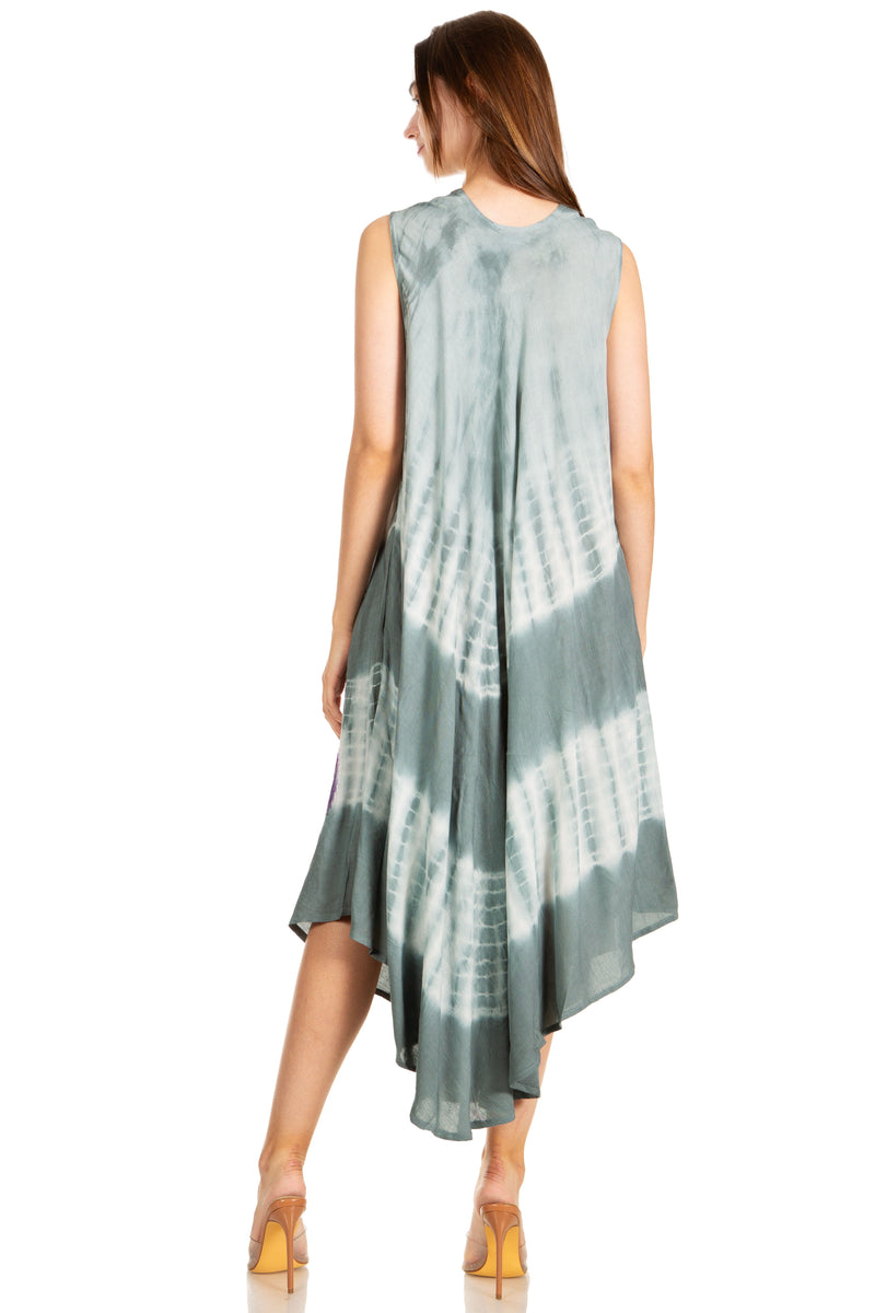 Sakkas Peacock Feather Caftan Dress / Cover Up