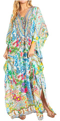 Sakkas Georgettina 2025 Flowy Rhinestone V Neck Long Caftan Dress / Cover Up#color_604