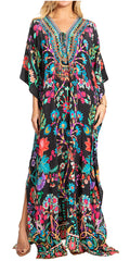 Sakkas Georgettina 2025 Flowy Rhinestone V Neck Long Caftan Dress / Cover Up#color_606