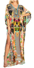 Sakkas Georgettina 2025 Flowy Rhinestone V Neck Long Caftan Dress / Cover Up#color_607