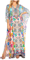 Sakkas Georgettina 2025 Flowy Rhinestone V Neck Long Caftan Dress / Cover Up#color_608