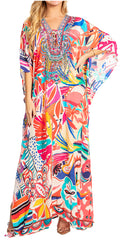 Sakkas Georgettina 2025 Flowy Rhinestone V Neck Long Caftan Dress / Cover Up#color_609