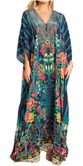 Sakkas Georgettina 2025 Flowy Rhinestone V Neck Long Caftan Dress / Cover Up#color_612