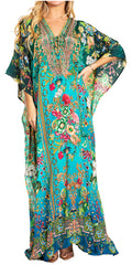 Sakkas Georgettina 2025 Flowy Rhinestone V Neck Long Caftan Dress / Cover Up#color_613