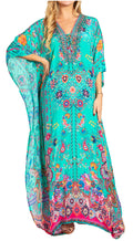 Sakkas Georgettina 2025 Flowy Rhinestone V Neck Long Caftan Dress / Cover Up#color_615