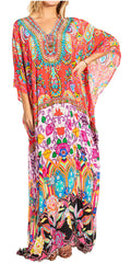 Sakkas Georgettina 2025 Flowy Rhinestone V Neck Long Caftan Dress / Cover Up#color_619