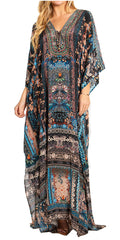 Sakkas Georgettina 2025 Flowy Rhinestone V Neck Long Caftan Dress / Cover Up#color_623