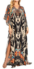 Sakkas Georgettina 2025 Flowy Rhinestone V Neck Long Caftan Dress / Cover Up#color_624