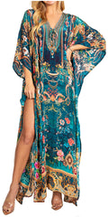 Sakkas Georgettina 2025 Flowy Rhinestone V Neck Long Caftan Dress / Cover Up#color_627