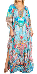 Sakkas Georgettina 2025 Flowy Rhinestone V Neck Long Caftan Dress / Cover Up#color_628