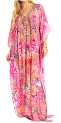 Sakkas Georgettina 2025 Flowy Rhinestone V Neck Long Caftan Dress / Cover Up#color_631