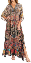 Sakkas Georgettina 2025 Flowy Rhinestone V Neck Long Caftan Dress / Cover Up#color_633