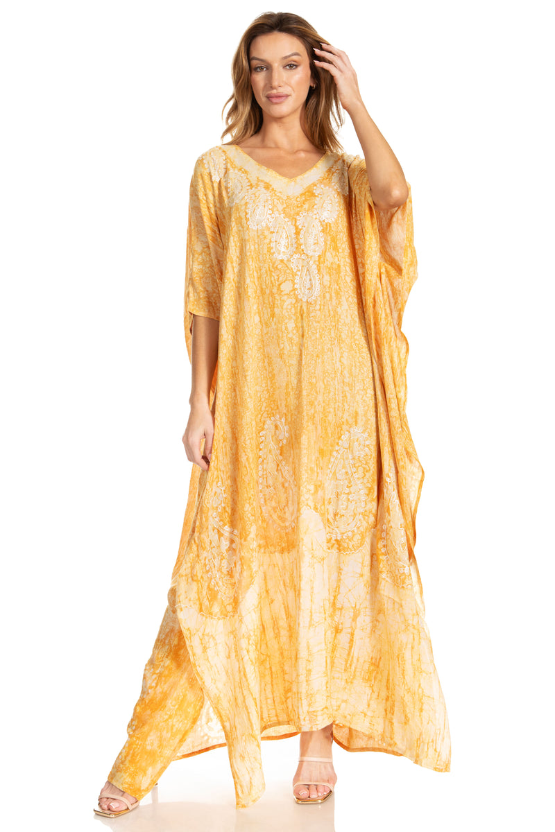 Sakkas Tacy Women's Casual Boho Summer Maxi Dress Caftan Kaftan Cover-up LougeWear