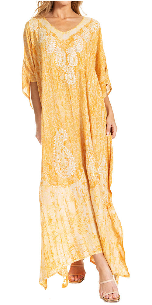 Sakkas Tacy Women's Casual Boho Summer Maxi Dress Caftan Kaftan Cover-up LougeWear