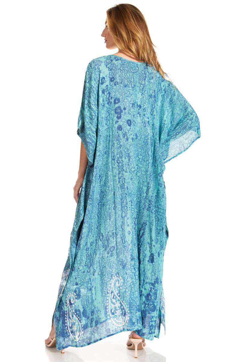 Sakkas Tacy Women's Casual Boho Summer Maxi Dress Caftan Kaftan Cover-up LougeWear