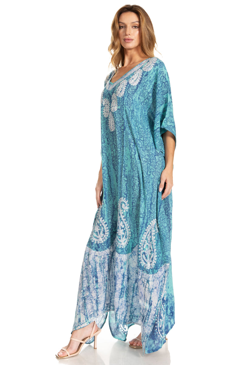 Sakkas Tacy Women's Casual Boho Summer Maxi Dress Caftan Kaftan Cover-up LougeWear