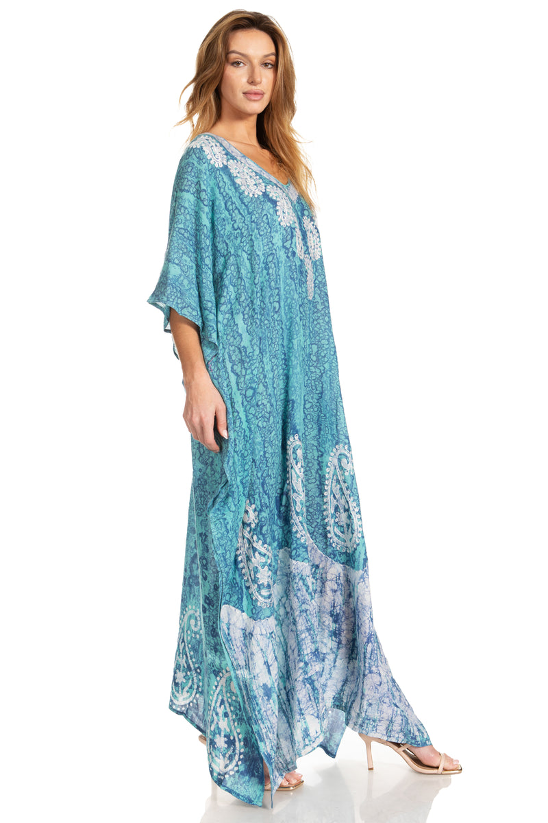 Sakkas Tacy Women's Casual Boho Summer Maxi Dress Caftan Kaftan Cover-up LougeWear